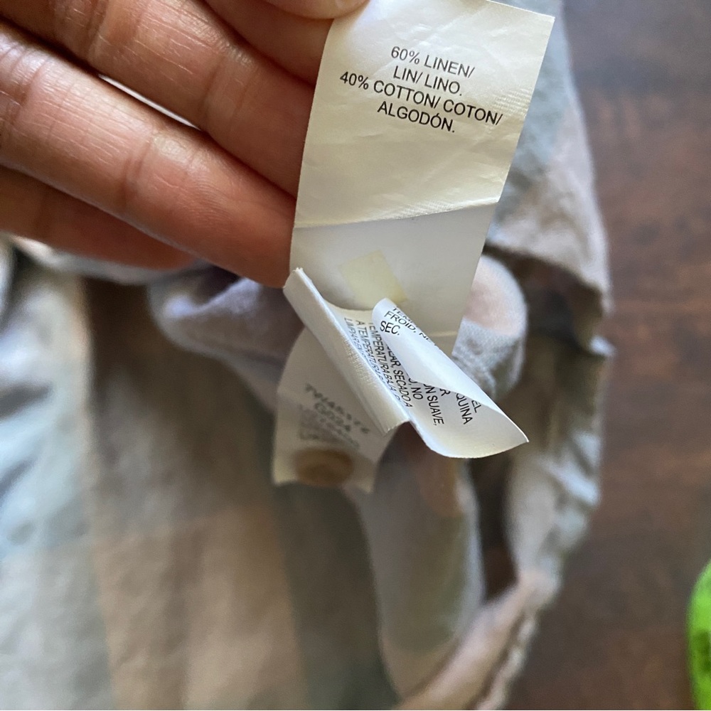 Lucky brand linen blend plaid button down muscle shirt collared size S - Picture 4 of 7